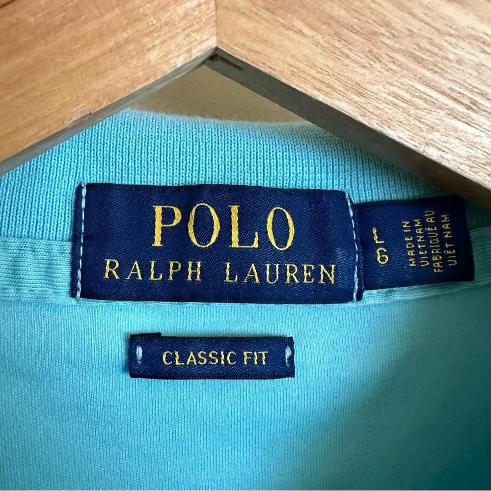 Polo Ralph Lauren Men’s Large Aqua‎ 100% Cotton Polo Shirt Casual